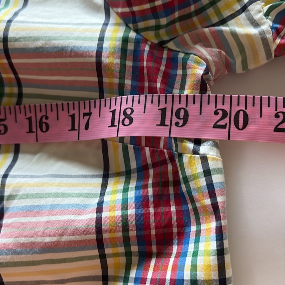 Talbots Tartan Plaid Top with Ruffle Neckline & Flutter 3/4 Sleeves Size Medium - Picture 10 of 11